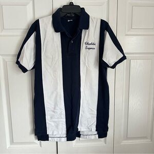 Inner Harbor Polo Shirt Mens M Blue White Striped Charlotte Express Cotton Rugby